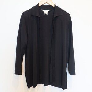 MISOOK womens open front cardigan XL acrylic knit black stretch lagenlook minim